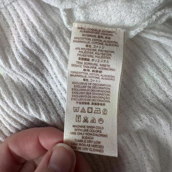 Free People Parisian Nights Blouse Top White Size M NWOT boho bell sleeves lace - Picture 7 of 7